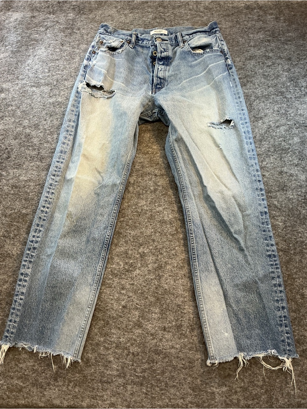 Moussy Vintage High Rise Thick Cotton Light Blue Distressed Jeans Size 31